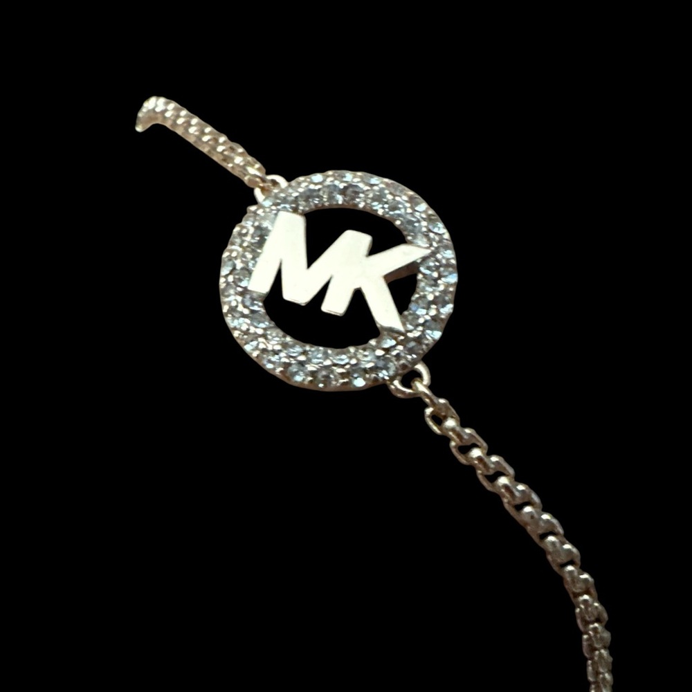 Michael Kors Rose Gold Colored Chain Bracelet with‎ CZ Logo Adjustable NWT
